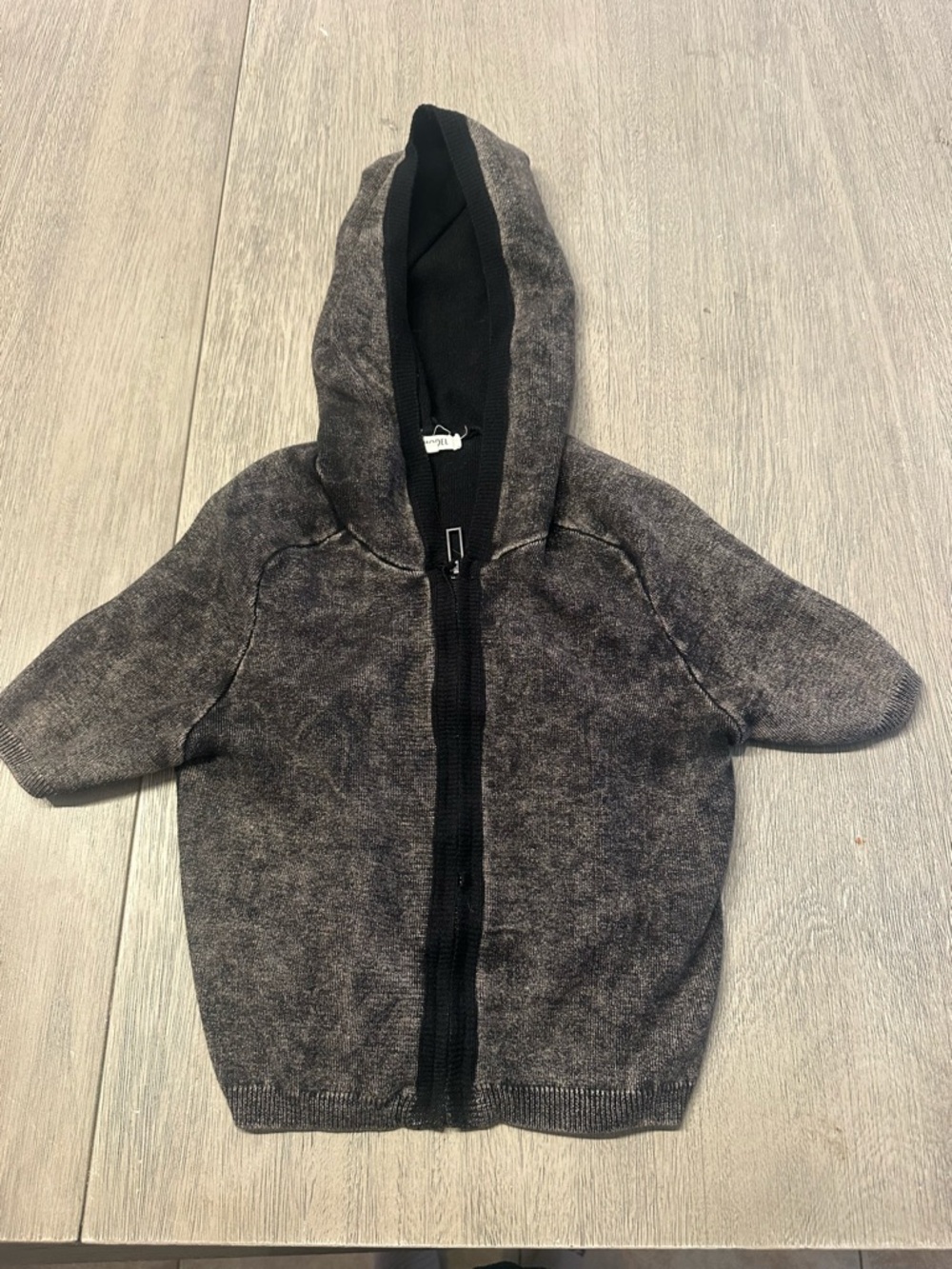 Hooded Zip Sweater in Charcoal Gray